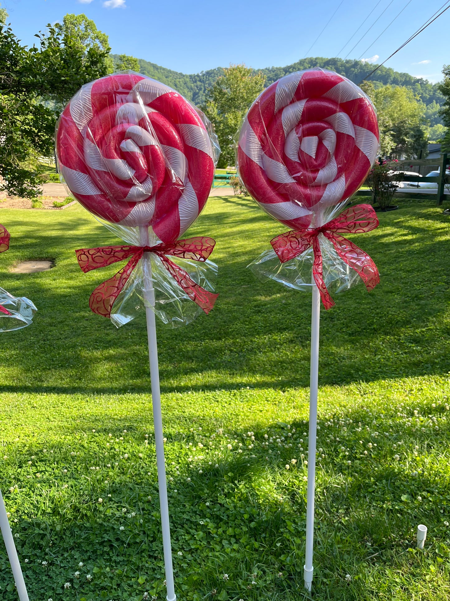 Set of 2 Giant Lollipops (Red and White)