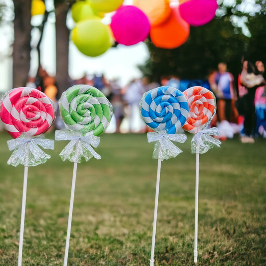 Set of 4 Giant Lollipops (Neon multicolored and white)