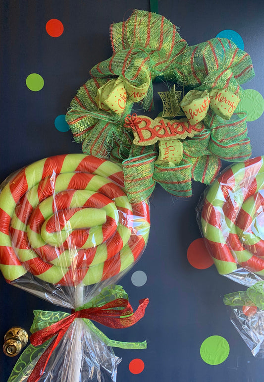 Set of 2 Giant Lollipops (Red and Lime Green)