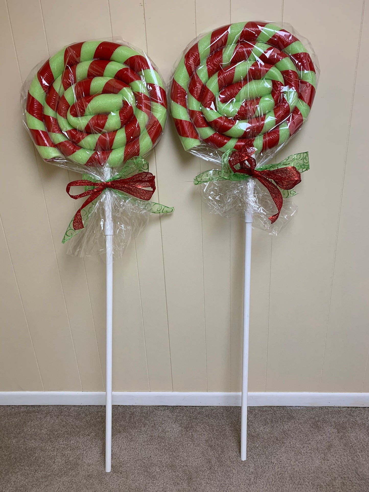 Set of 2 Giant Lollipops (Red and Lime Green)