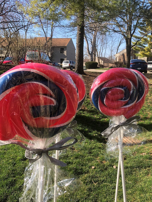 Set of 2 Giant Lollipops (Red White and Blue )