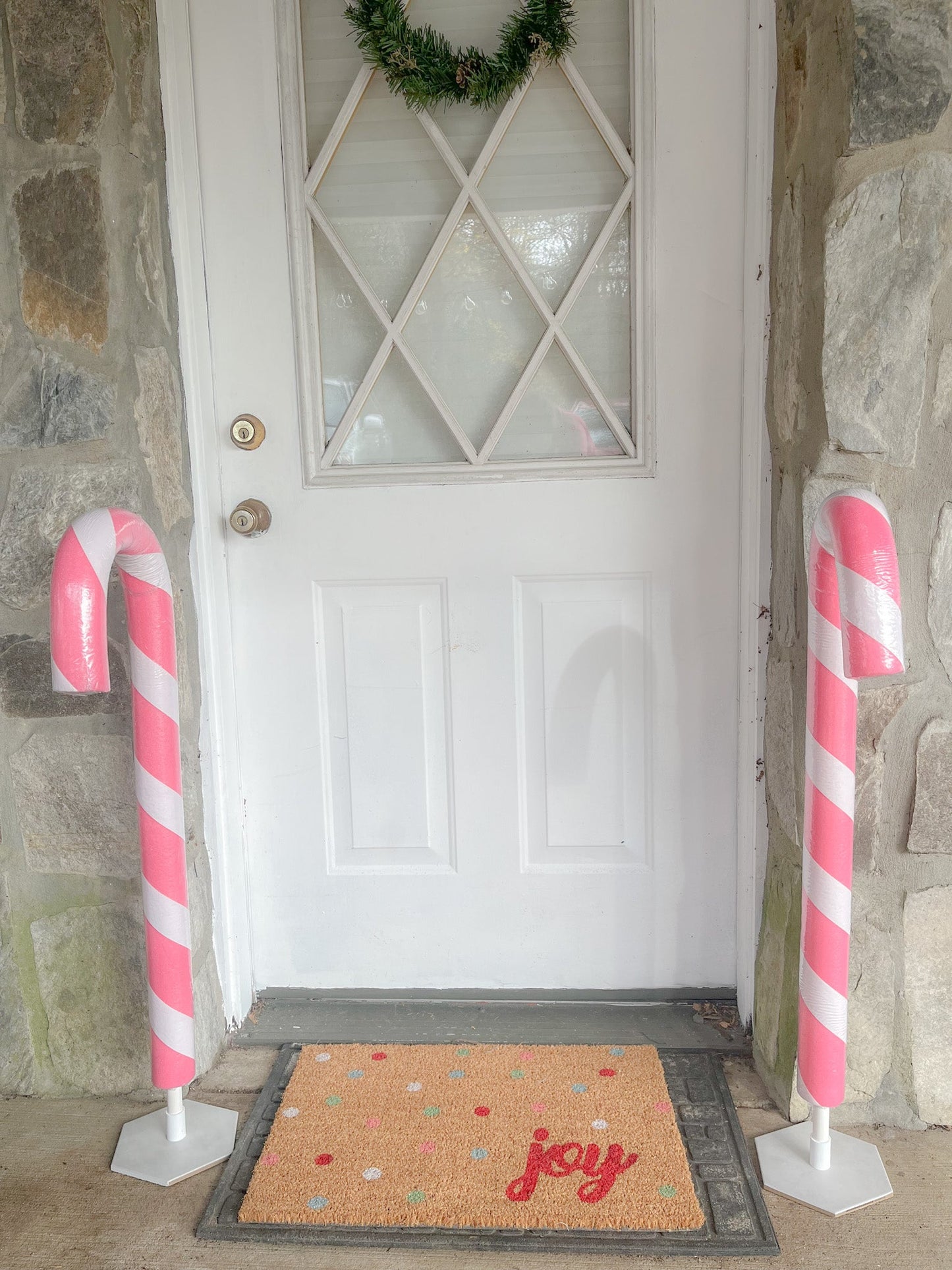 Set of 2 Giant Candy Canes (Pink and White)