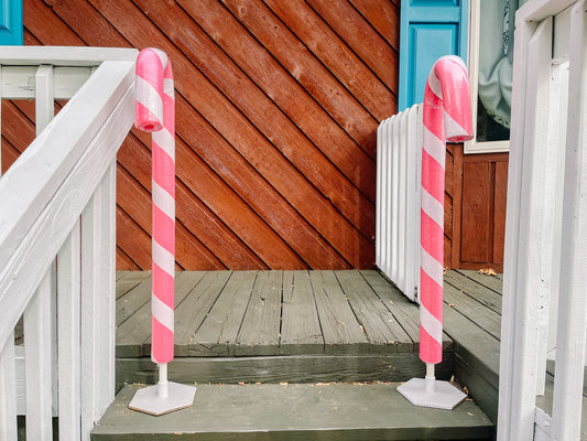 Set of 2 Giant Candy Canes (Pink and White)